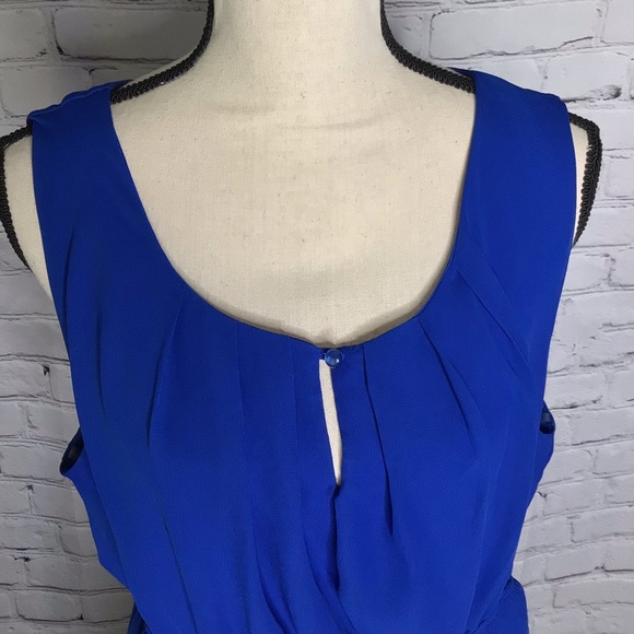 Love Cameron Royal Blue Color Block Sleeveless Keyhole Blouson Dress 2X - Picture 6 of 10